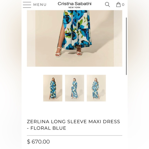 Cristina Sabatini ZERLINA LONG SLEEVE MAXI DRESS - FLORAL BLUE - Picture 4 of 4